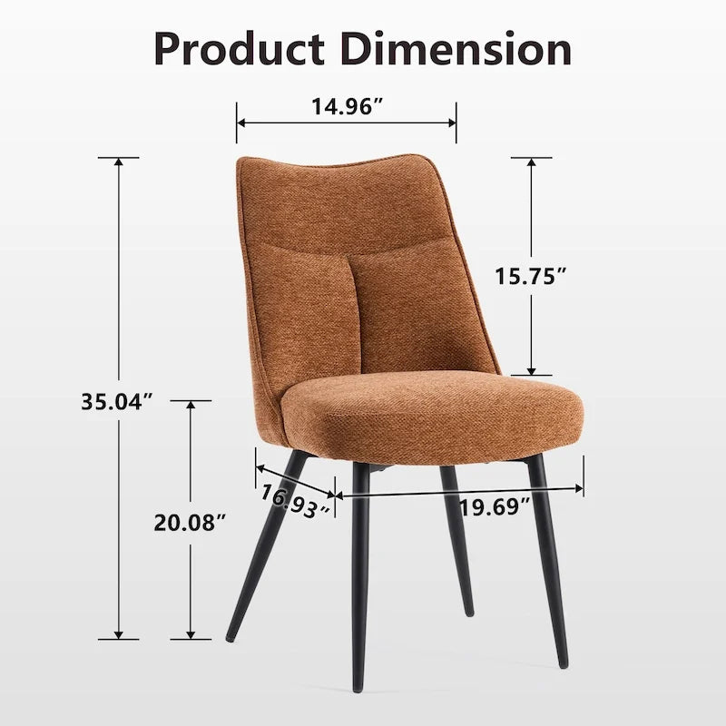 Lot de 2 chaises de cuisine et de salle à manger modernes en tissu rembourré