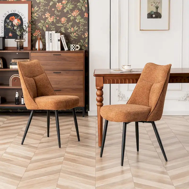 Lot de 2 chaises de cuisine et de salle à manger modernes en tissu rembourré
