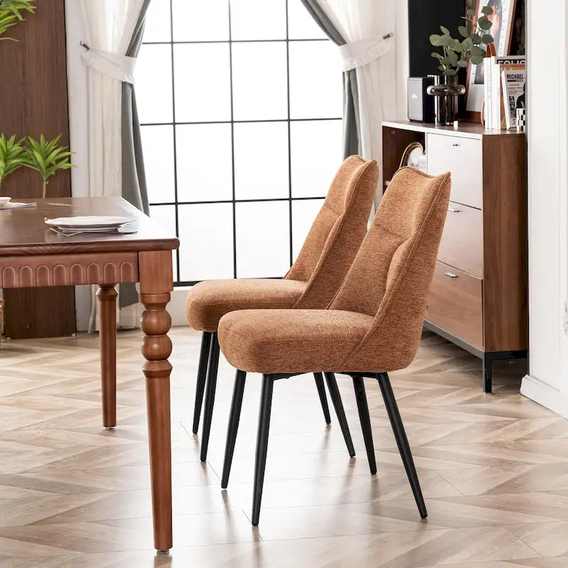 Lot de 2 chaises de cuisine et de salle à manger modernes en tissu rembourré