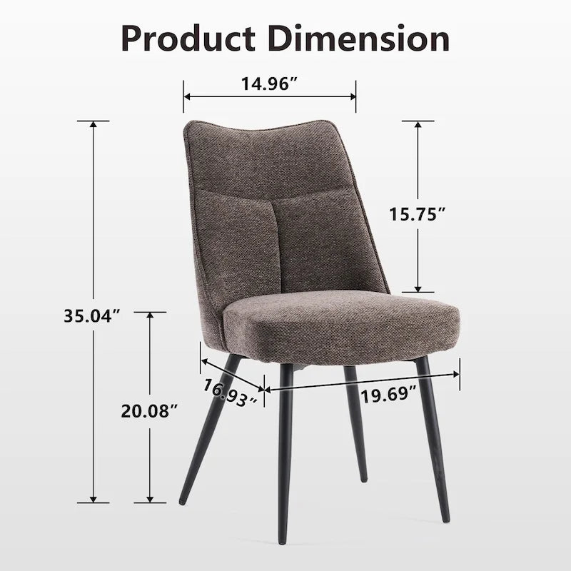Lot de 2 chaises de cuisine et de salle à manger modernes en tissu rembourré