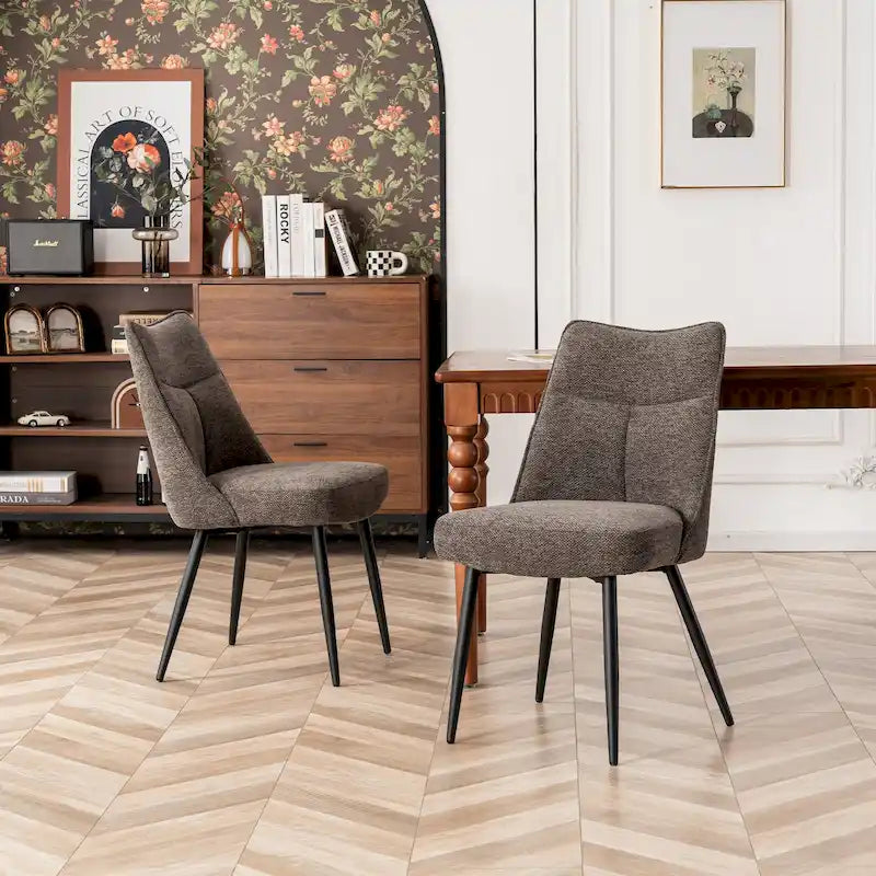 Lot de 2 chaises de cuisine et de salle à manger modernes en tissu rembourré