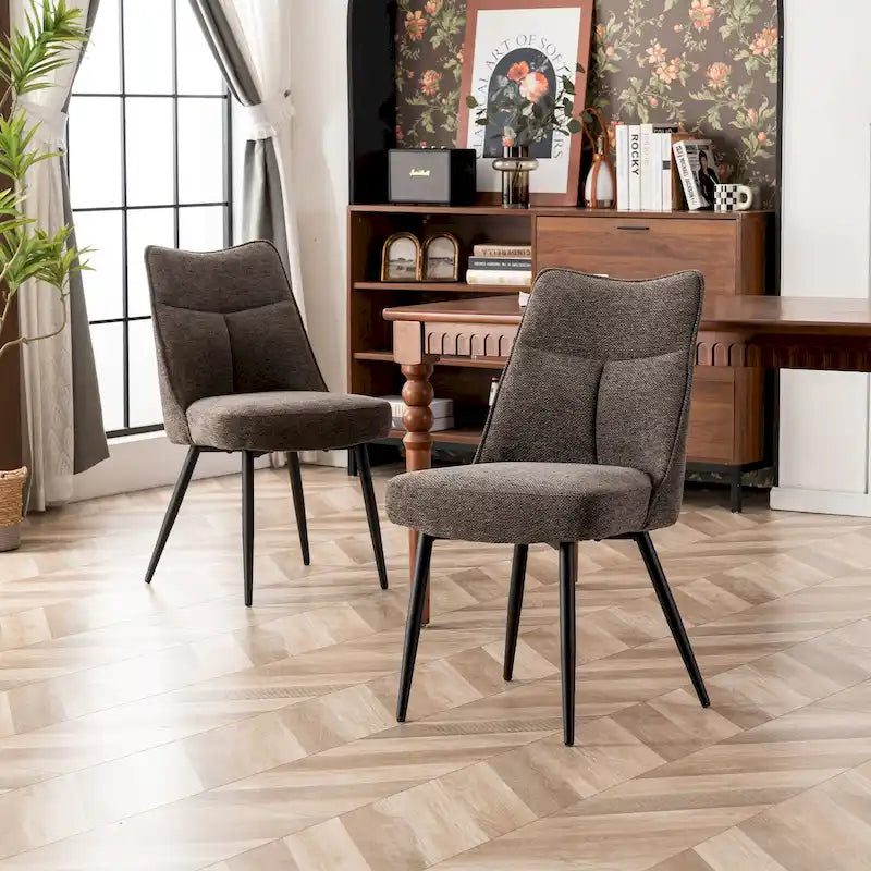 Lot de 2 chaises de cuisine et de salle à manger modernes en tissu rembourré